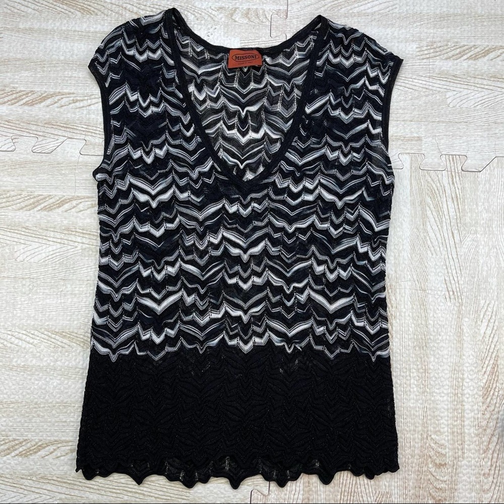 Missoni Black & White V Neck Sleeveless Body Con